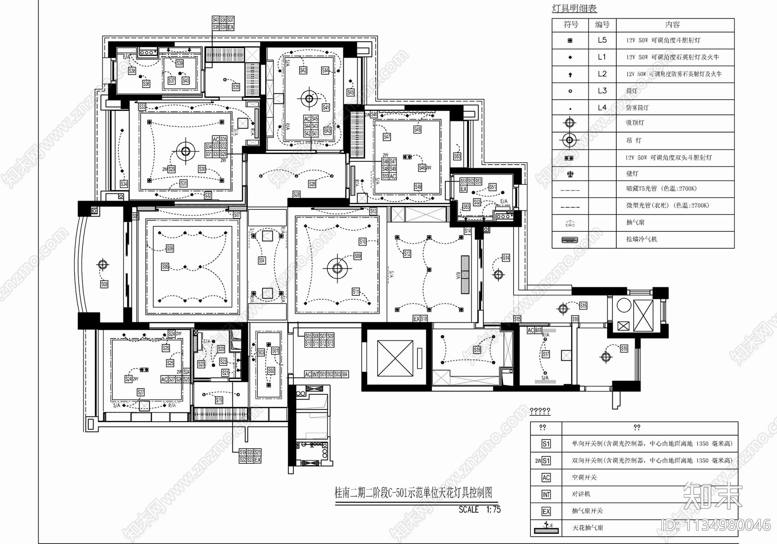 260㎡大平层家装cad施工图下载【ID:1134980046】