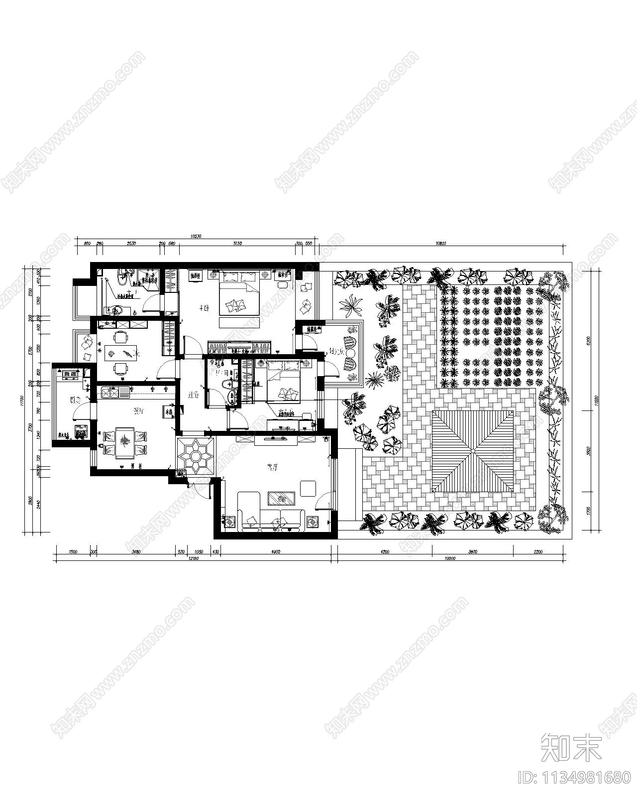 随园公寓装修cad施工图下载【ID:1134981680】