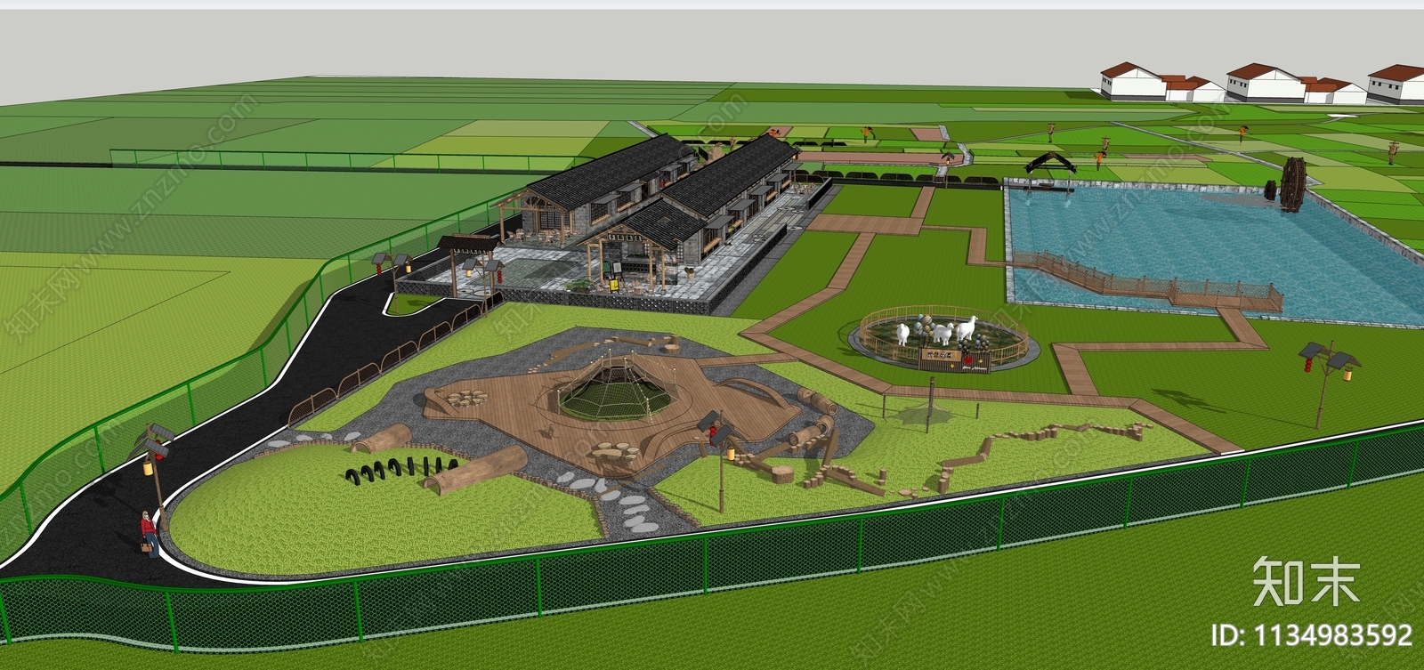 现代乡村公园SU模型下载【ID:1134983592】