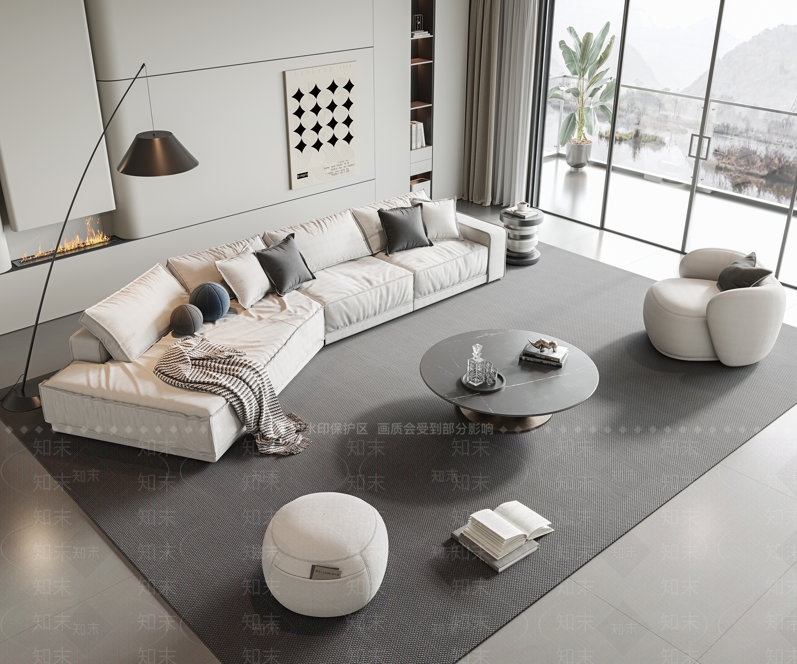 现代沙发茶几组合3D模型下载【ID:1134983787】