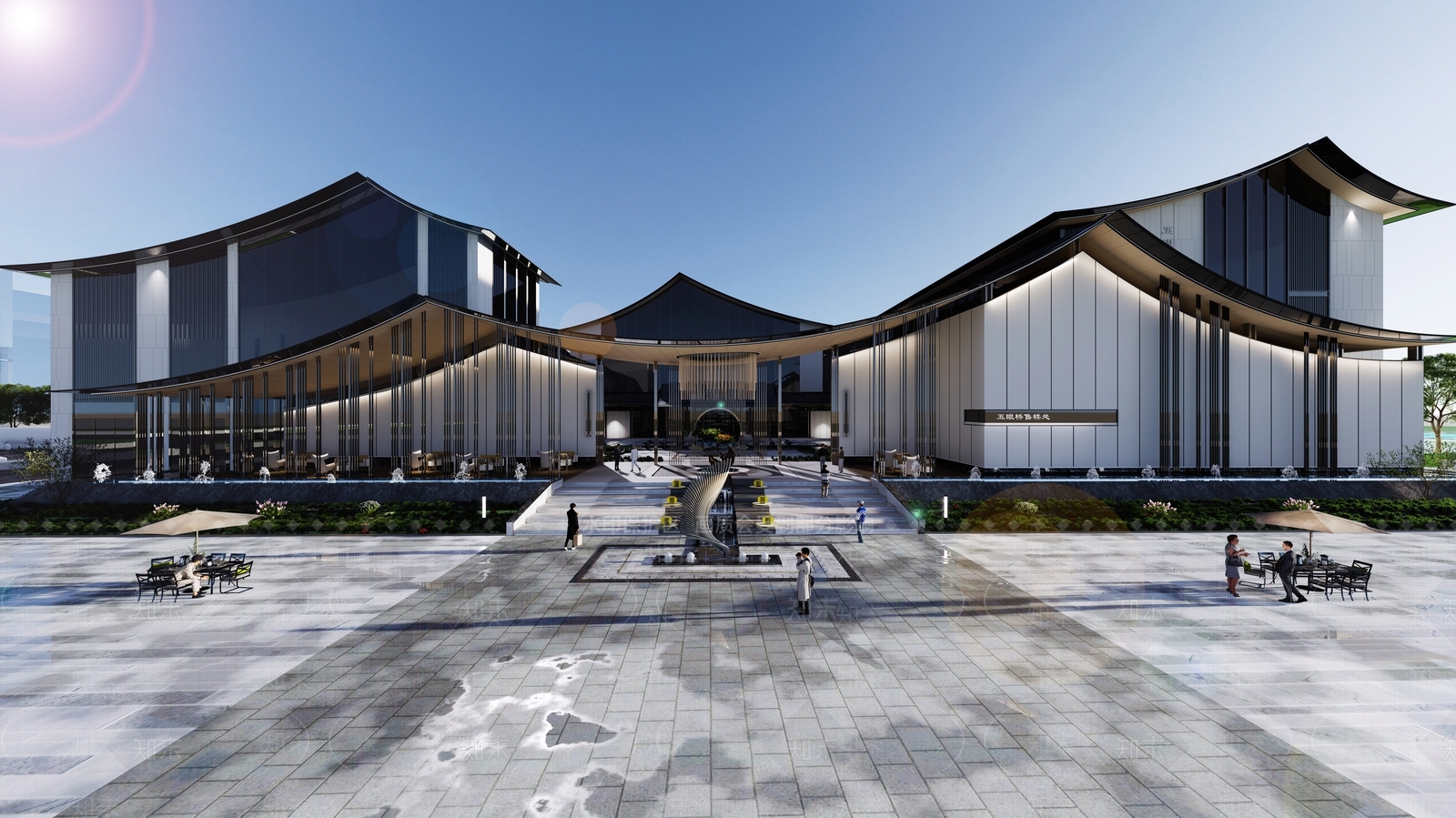 中式售楼处建筑SU模型精品下载_SketchUp模型_知末网