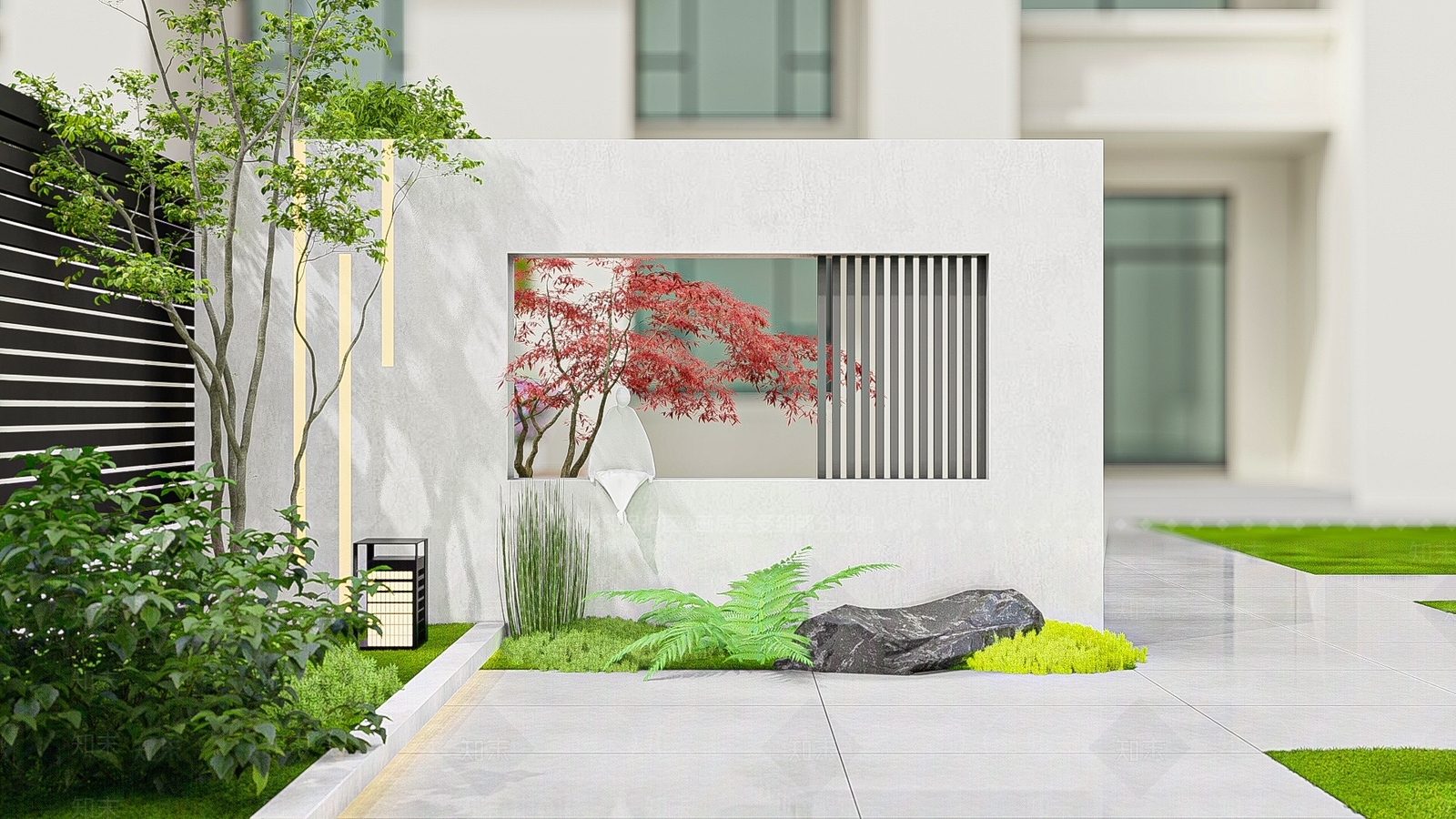 现代别墅庭院SU模型精品下载_SketchUp模型_知末网