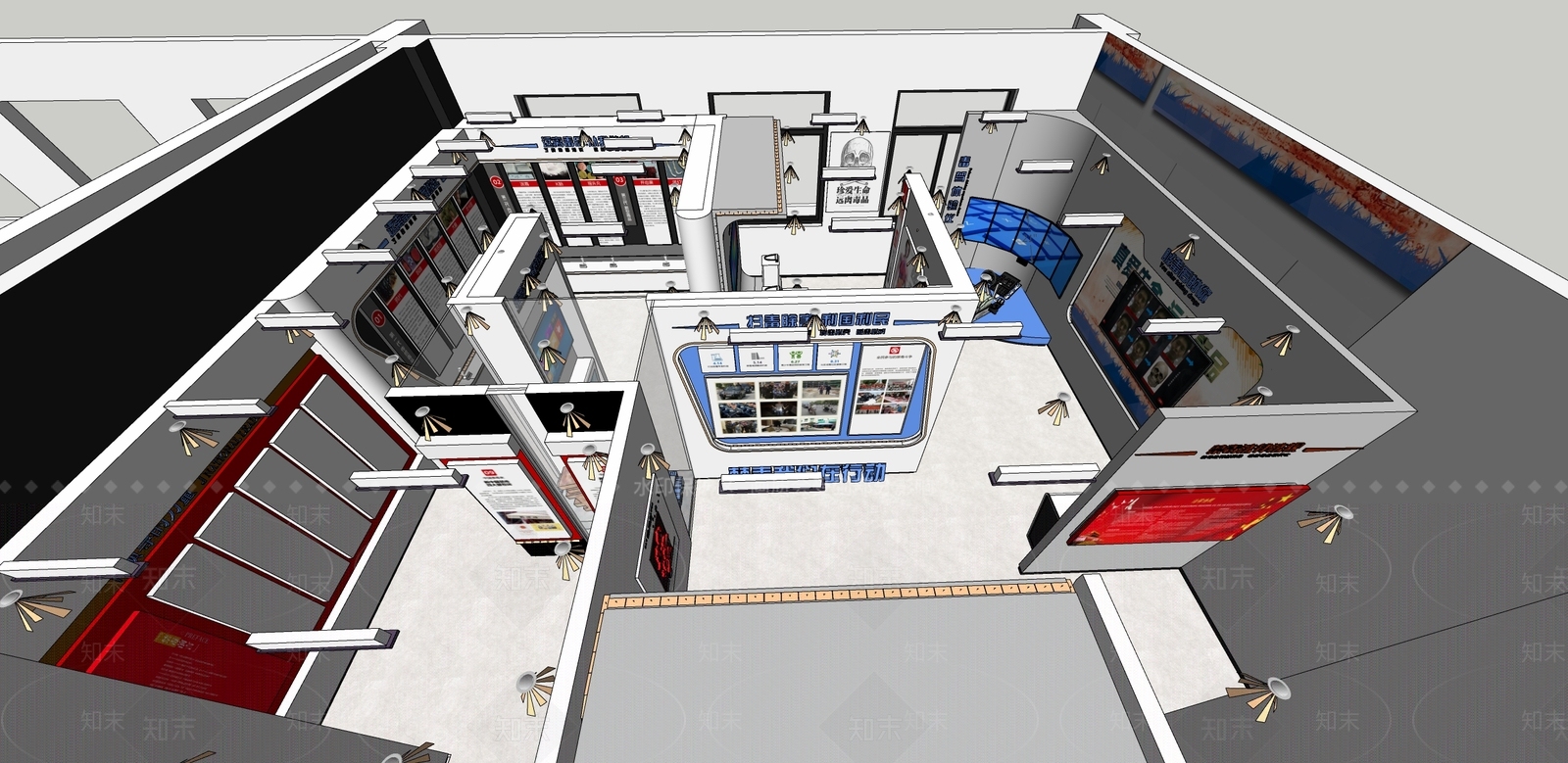 现代党建展厅SU模型下载【ID:1135569063】