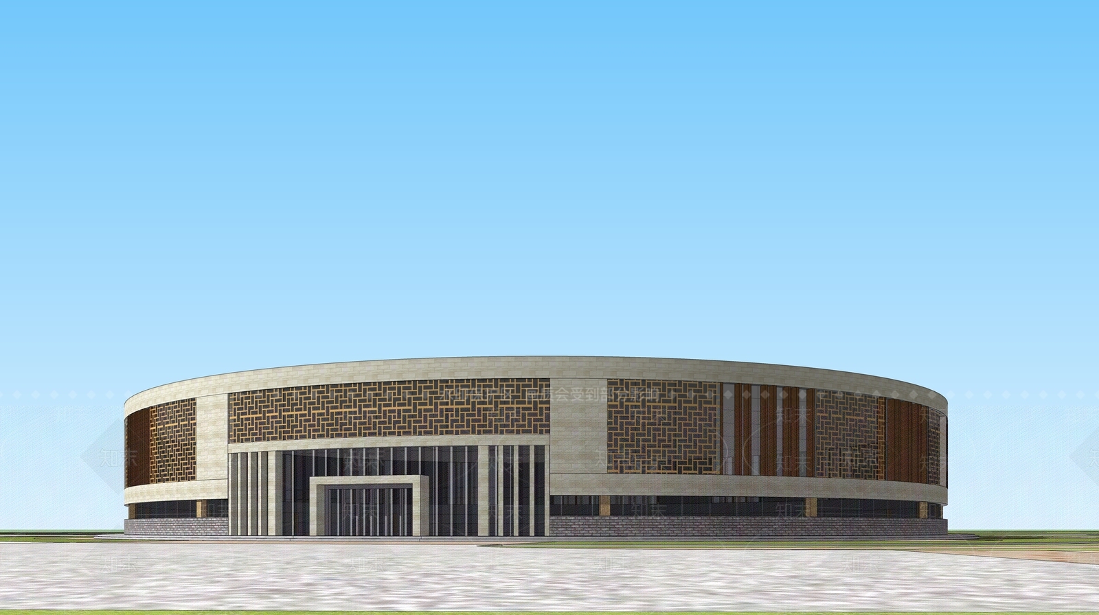 现代展览馆建筑SU模型下载【ID:1134994382】