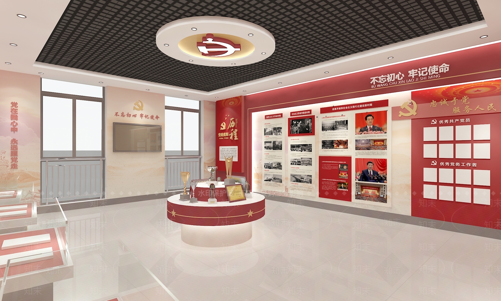 现代党建展厅SU模型下载【ID:1134995721】