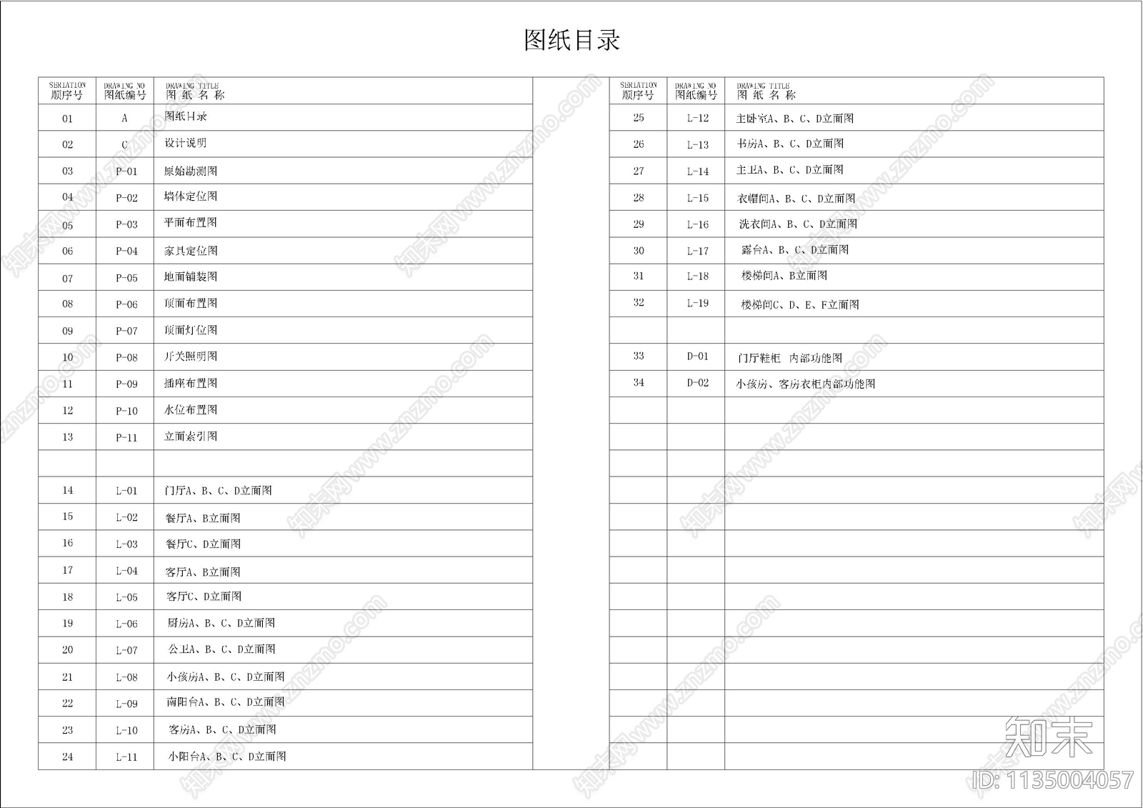 家装简装目录设计说明cad施工图下载【ID:1135004057】