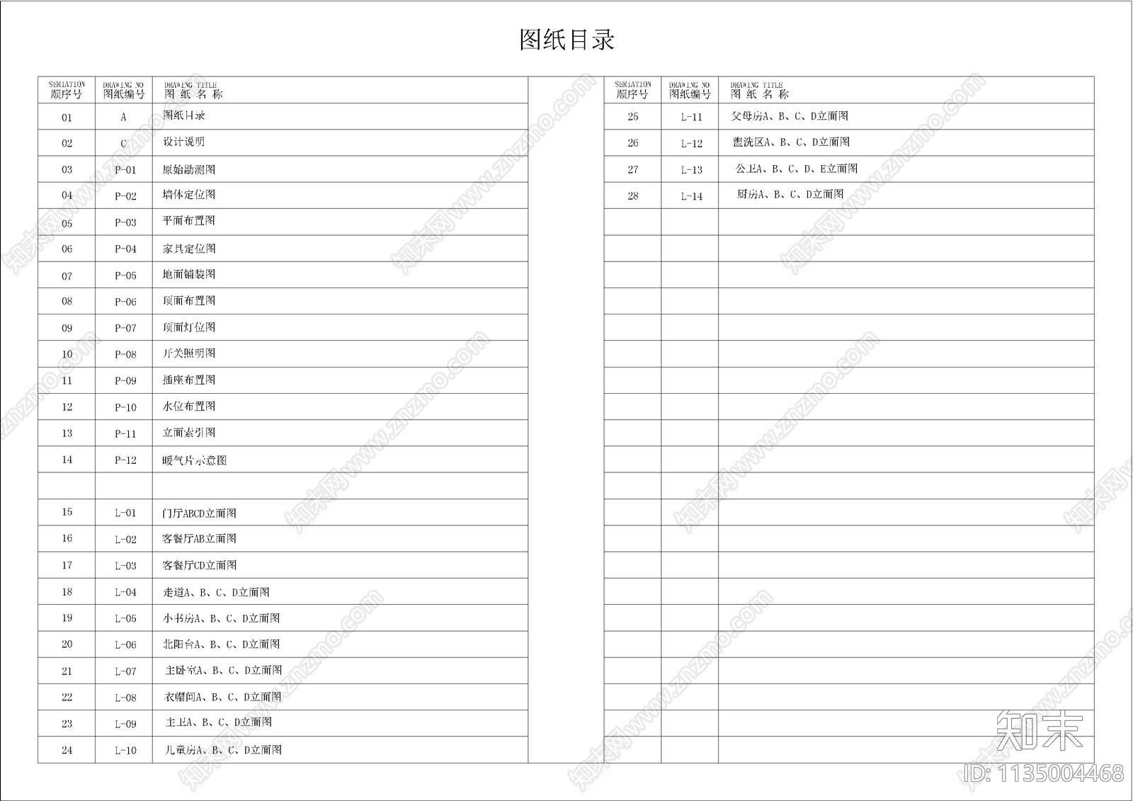 家装设计目录设计说明cad施工图下载【ID:1135004468】