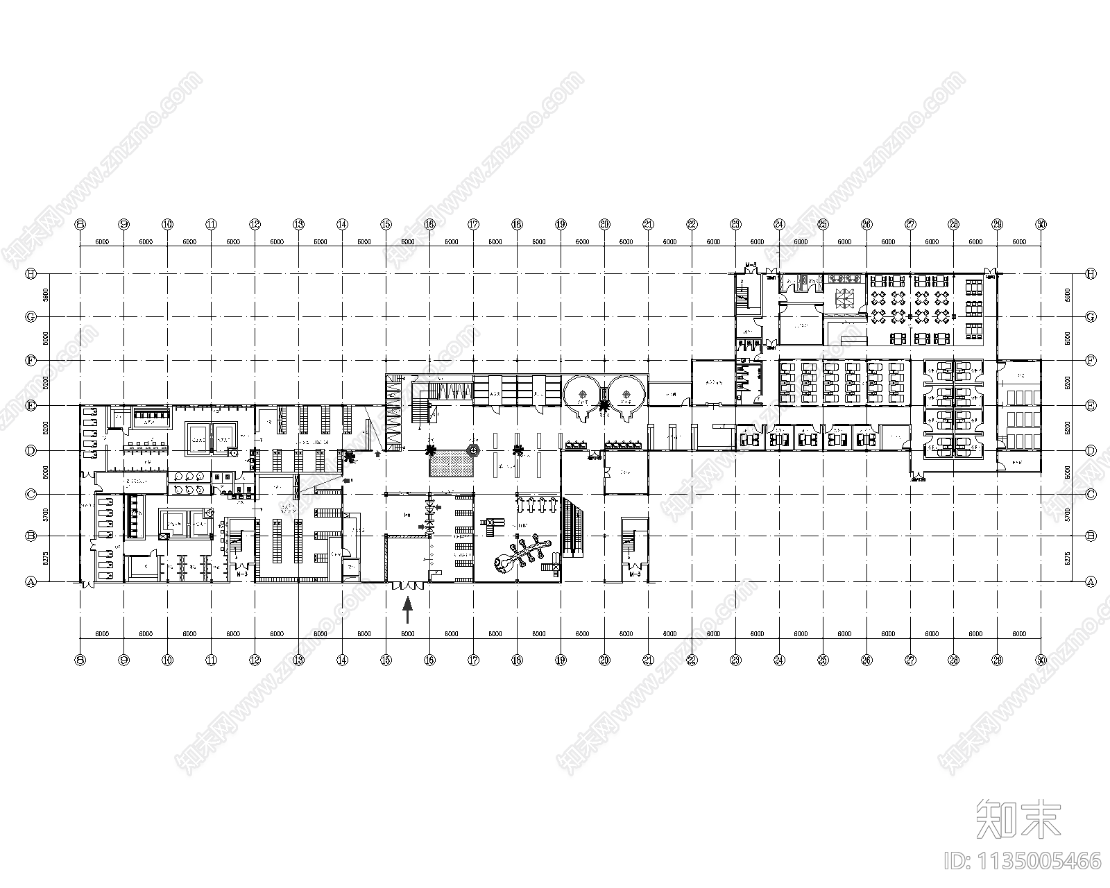 洗浴水疗汗蒸SPA平面布置图施工图下载【ID:1135005466】