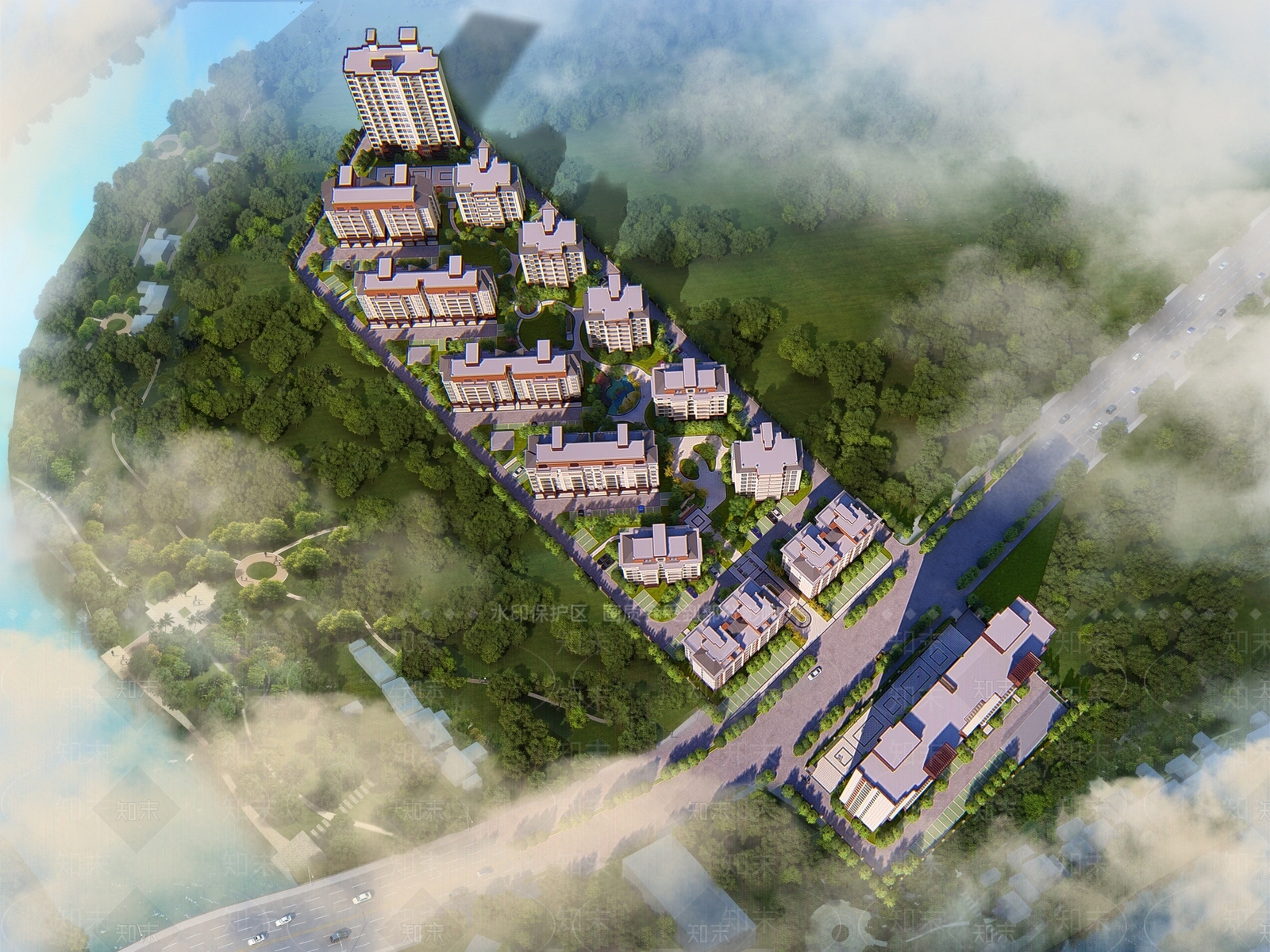 现代置房小区建筑SU模型下载【ID:1135007210】