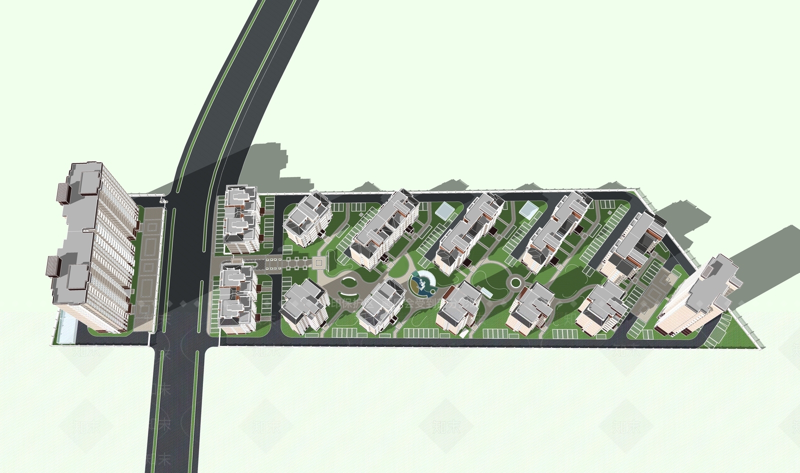 现代置房小区建筑SU模型下载【ID:1135007210】