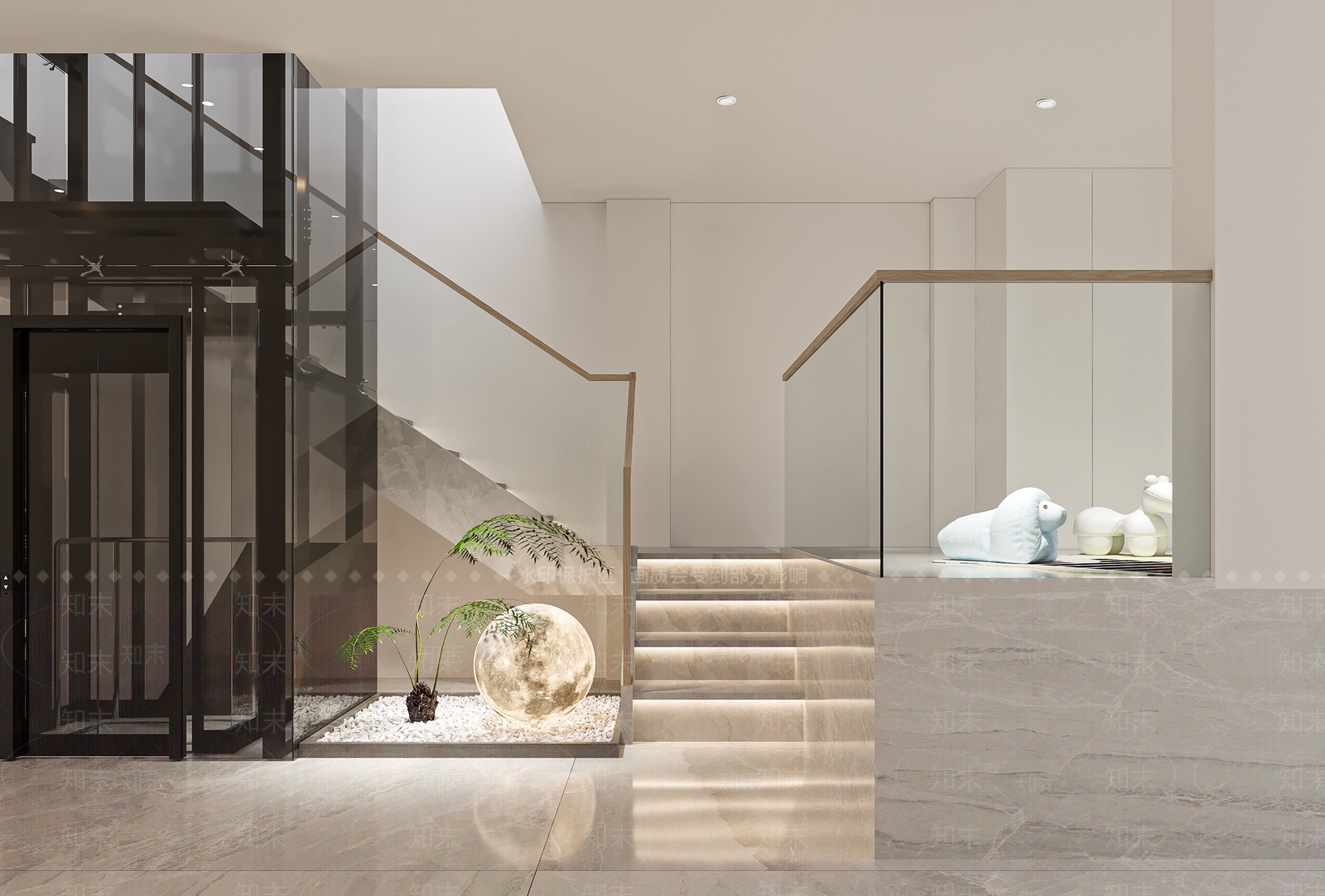 现代楼梯间3D模型下载【ID:1135007361】