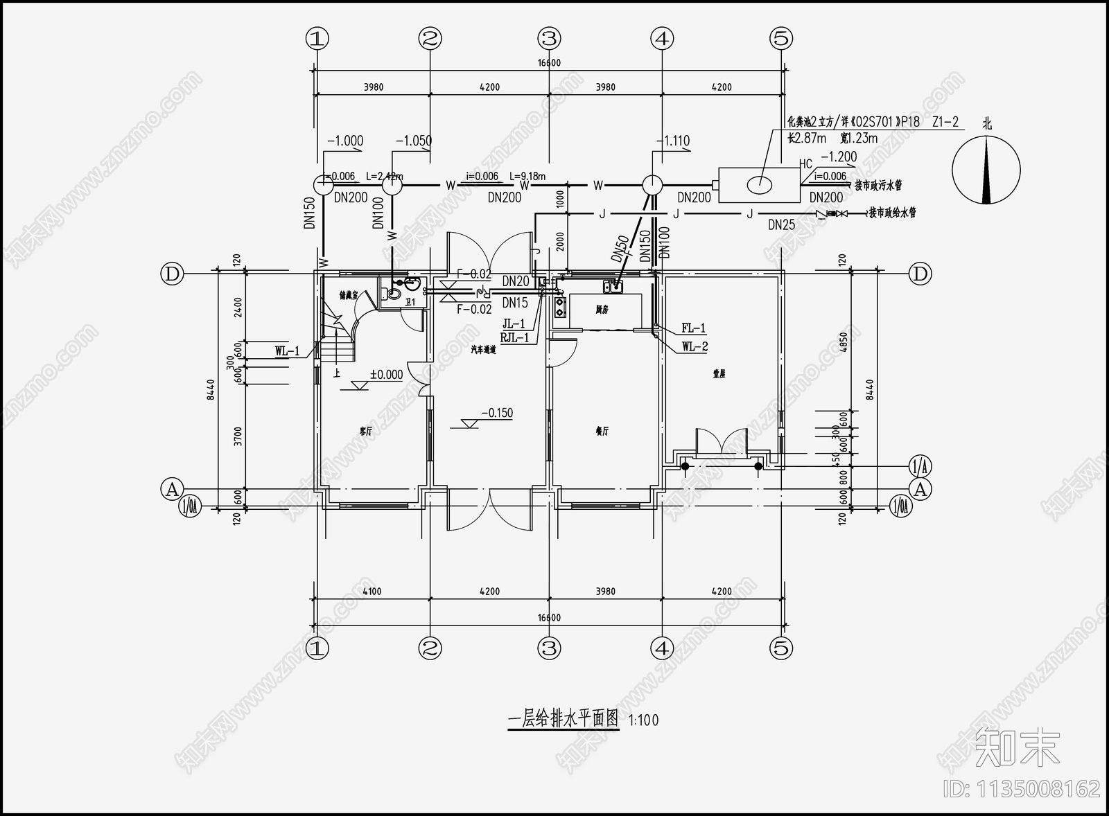 自建房建筑给排水cad施工图下载【ID:1135008162】