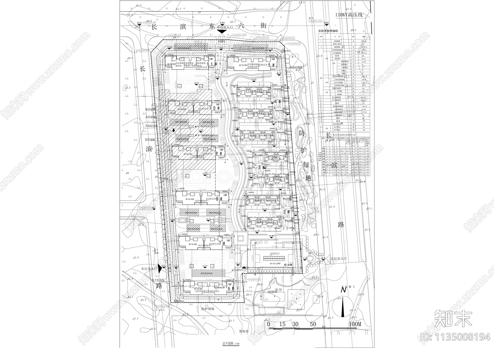 现代住宅小区总平面图施工图下载【ID:1135008194】