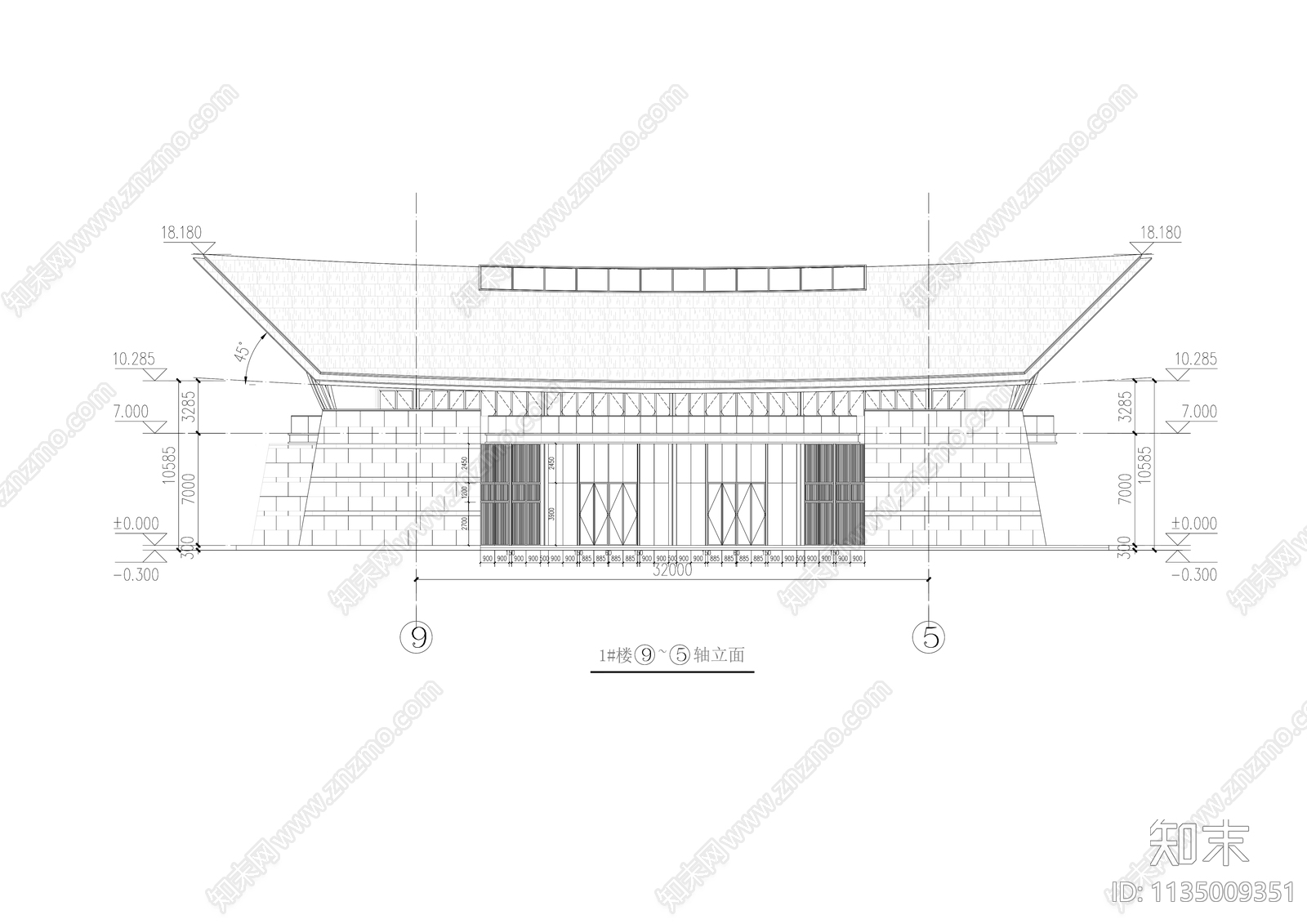 现代小型售楼处建筑cad施工图下载【ID:1135009351】