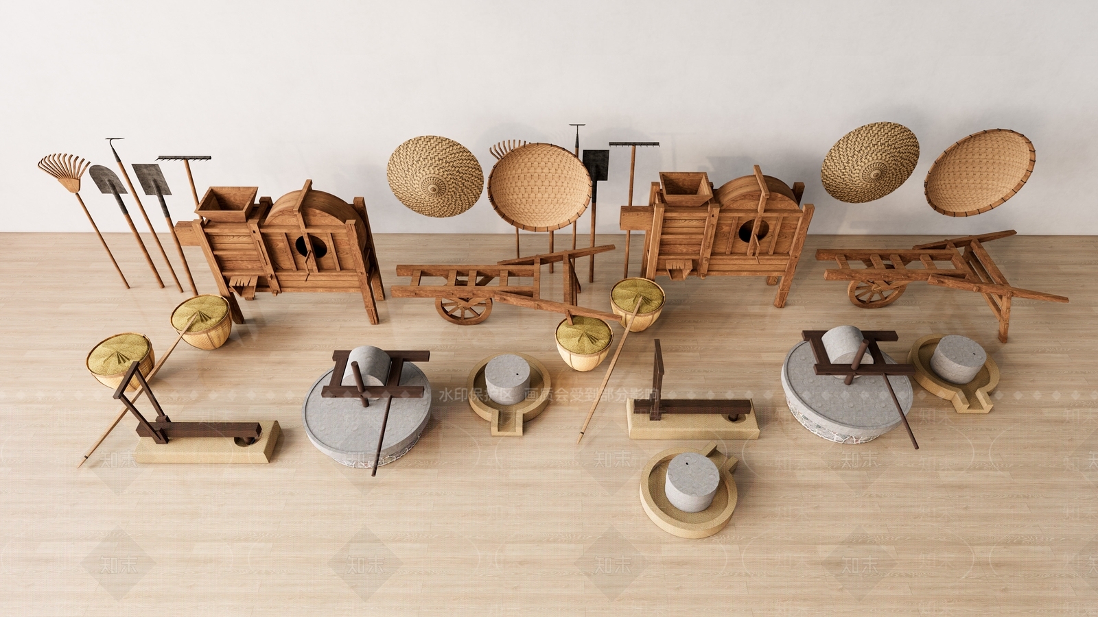 现代传统农耕农具组合SU模型下载【ID:1135009868】