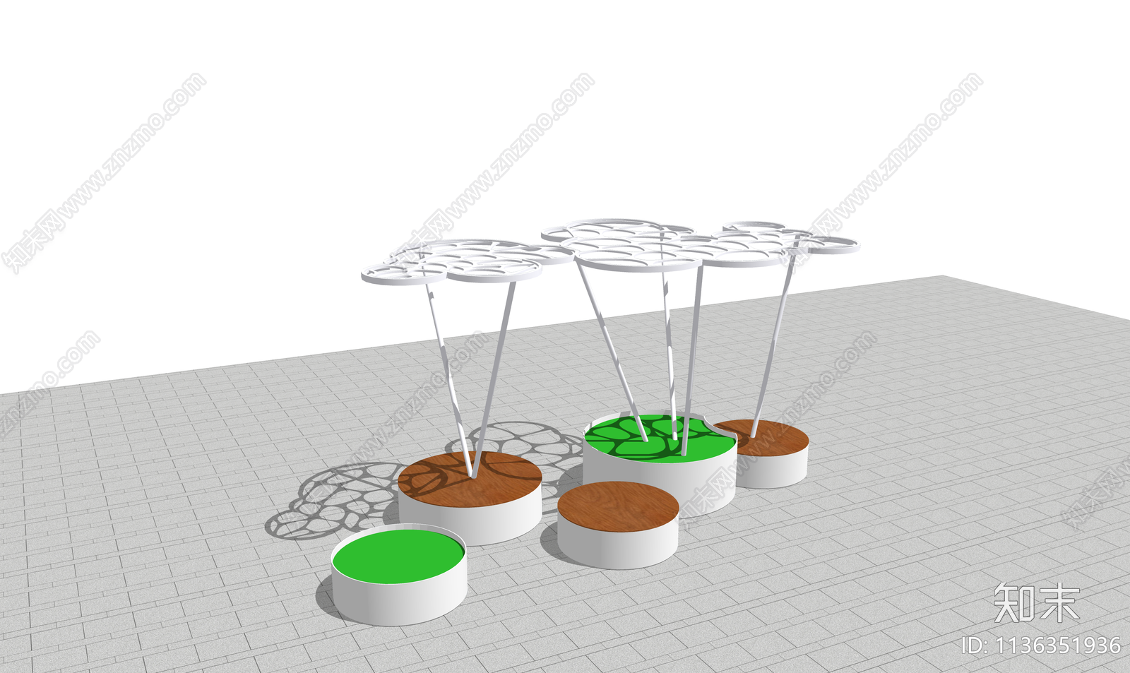 现代景观廊架SU模型下载【ID:1136351936】