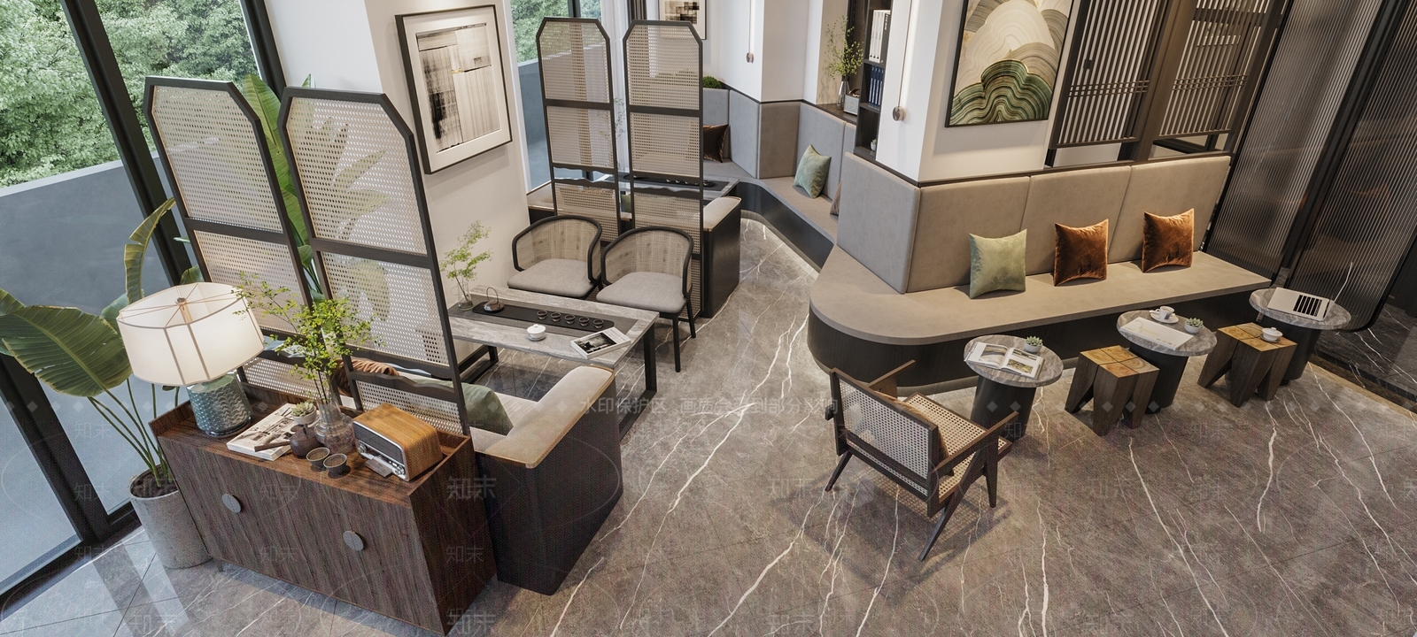新中式茶楼3D模型下载【ID:1135011523】