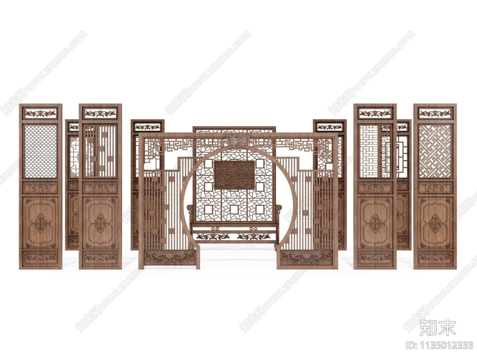 中式实木隔断SU模型下载【ID:1135012333】