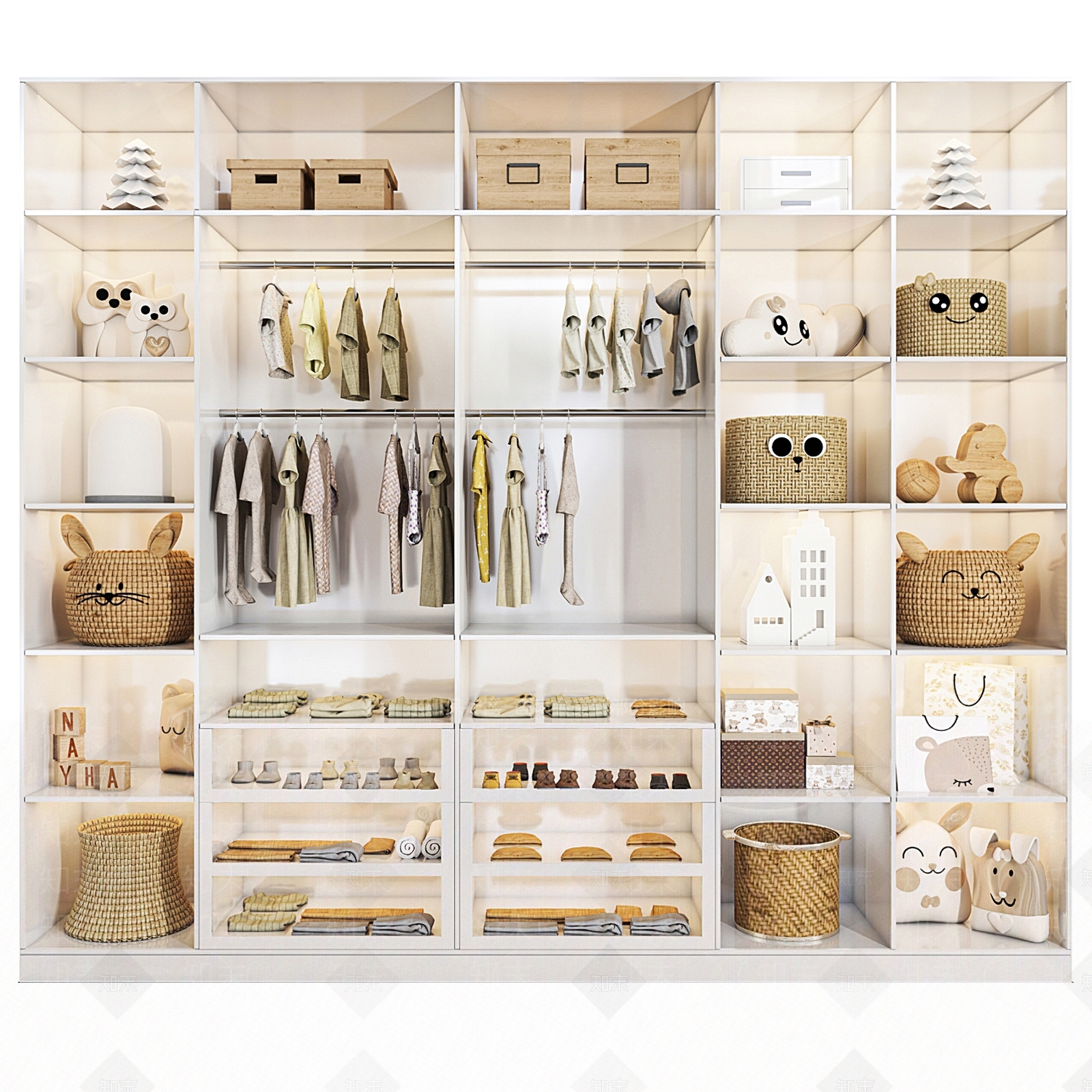 现代儿童衣柜衣服服装SU模型下载【ID:1135013969】