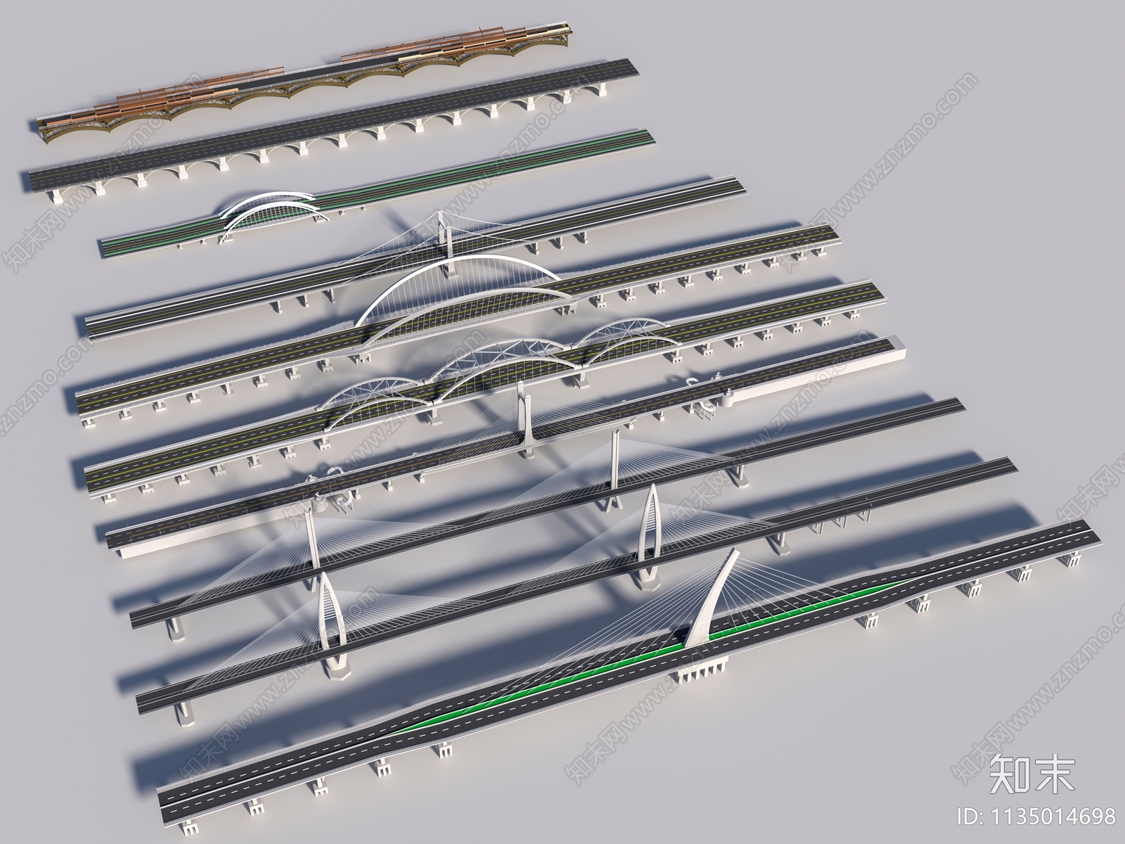 现代市政大桥SU模型下载【ID:1135014698】