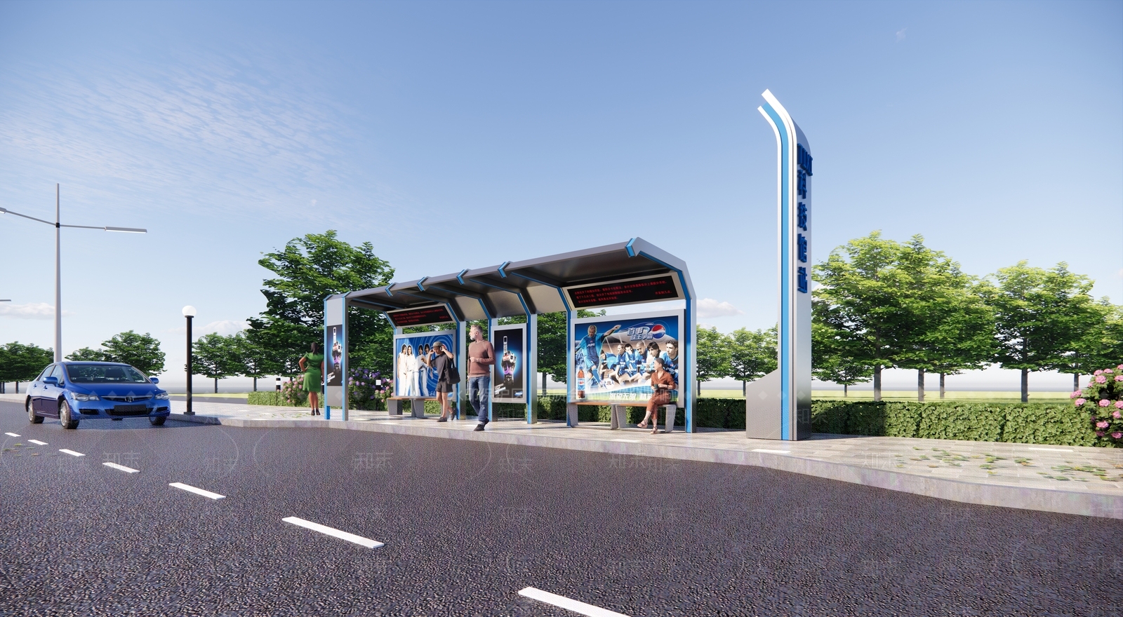 现代科技感公交车站SU模型下载【ID:1135018100】