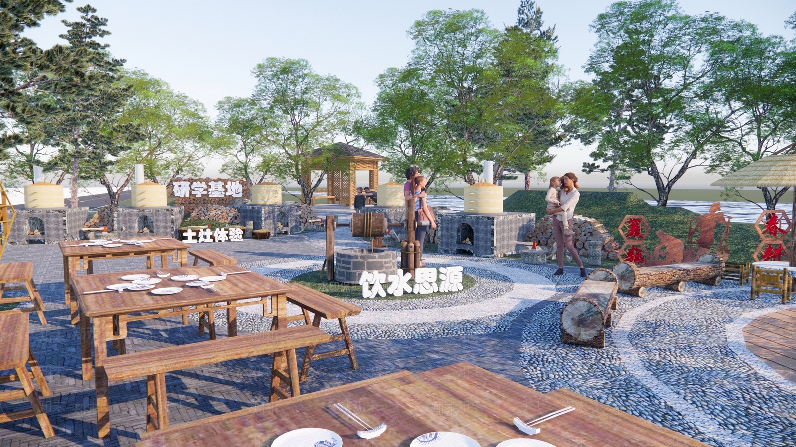 中式研学教育基地SU模型下载【ID:1135020052】