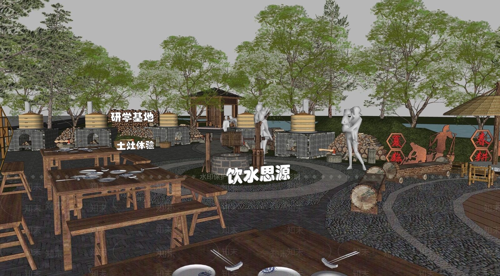 中式研学教育基地SU模型下载【ID:1135020052】