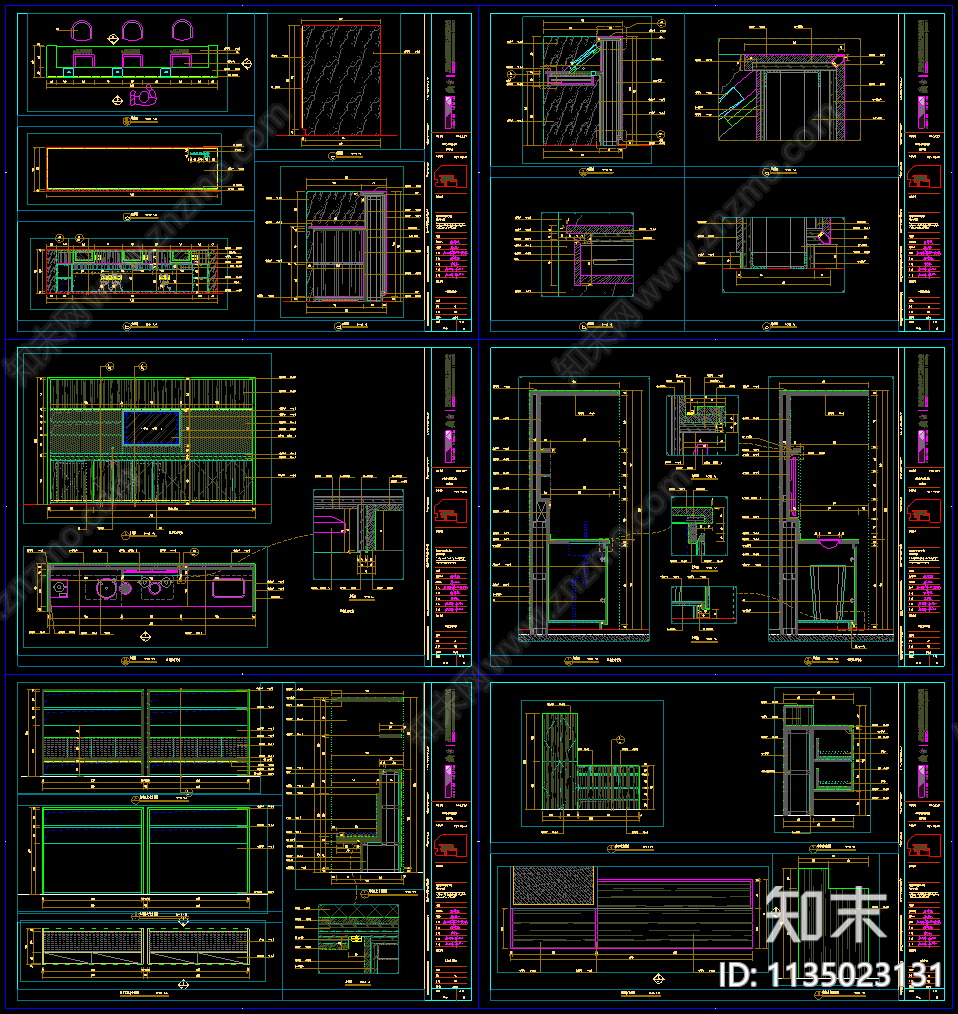 瑜伽健身会所cad施工图下载【ID:1135023131】