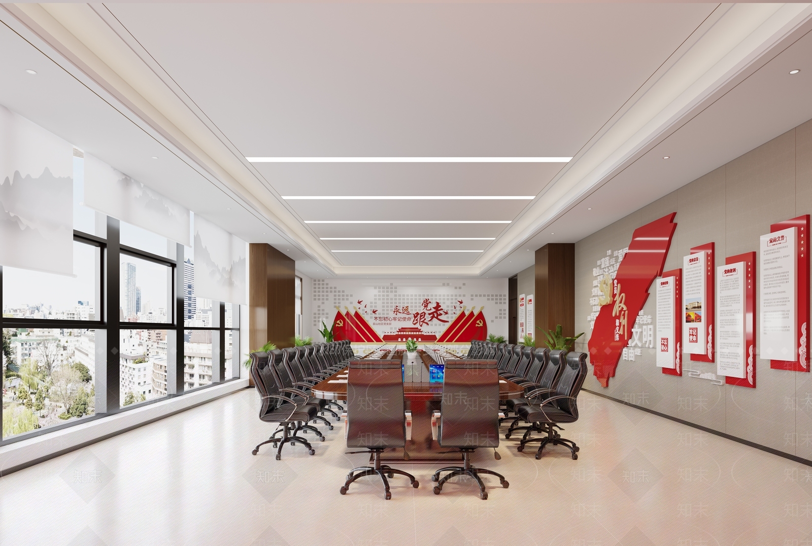 现代党建会议室3D模型下载【ID:1135023463】