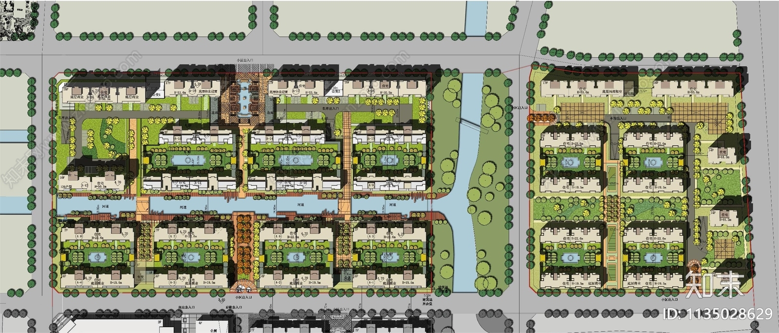 住宅小区规划总平面图施工图下载【ID:1135028629】