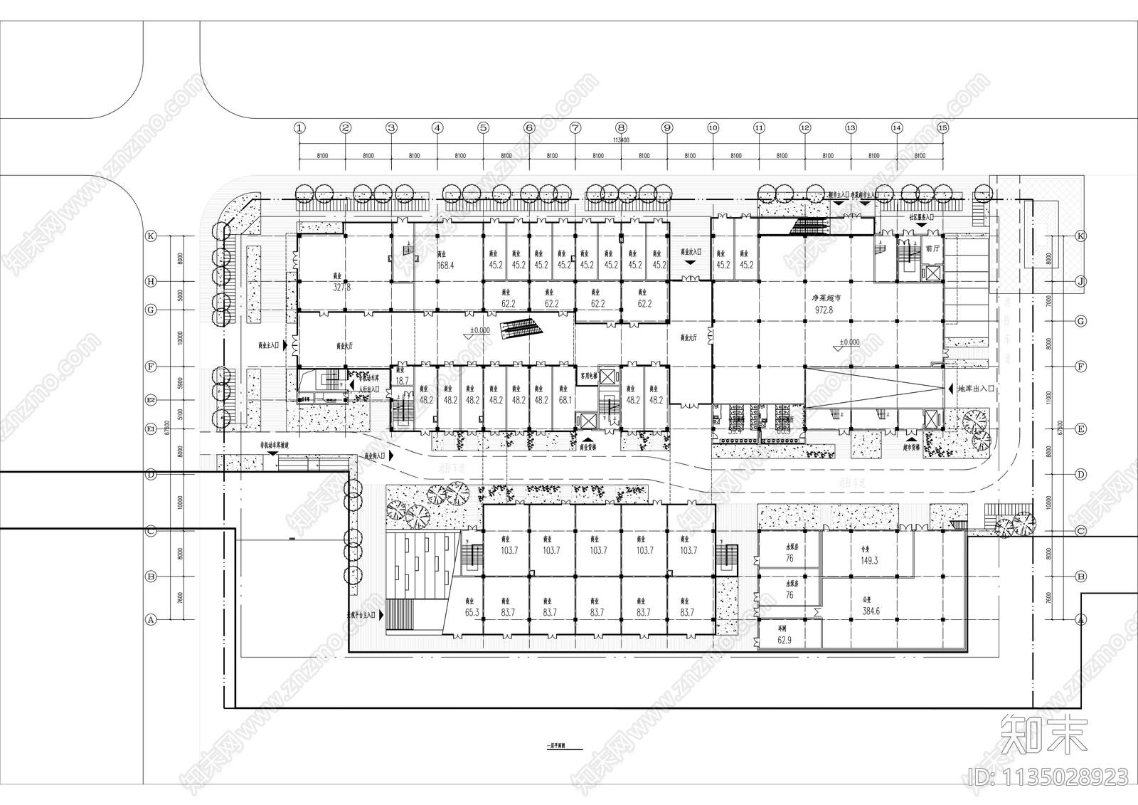 社区邻里中心建筑施工图下载【ID:1135028923】