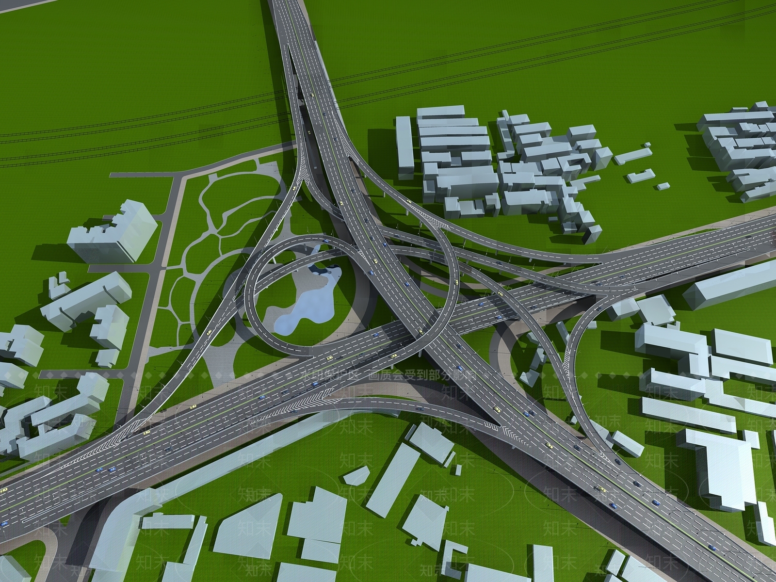 现代立交桥3D模型下载【ID:1135190718】