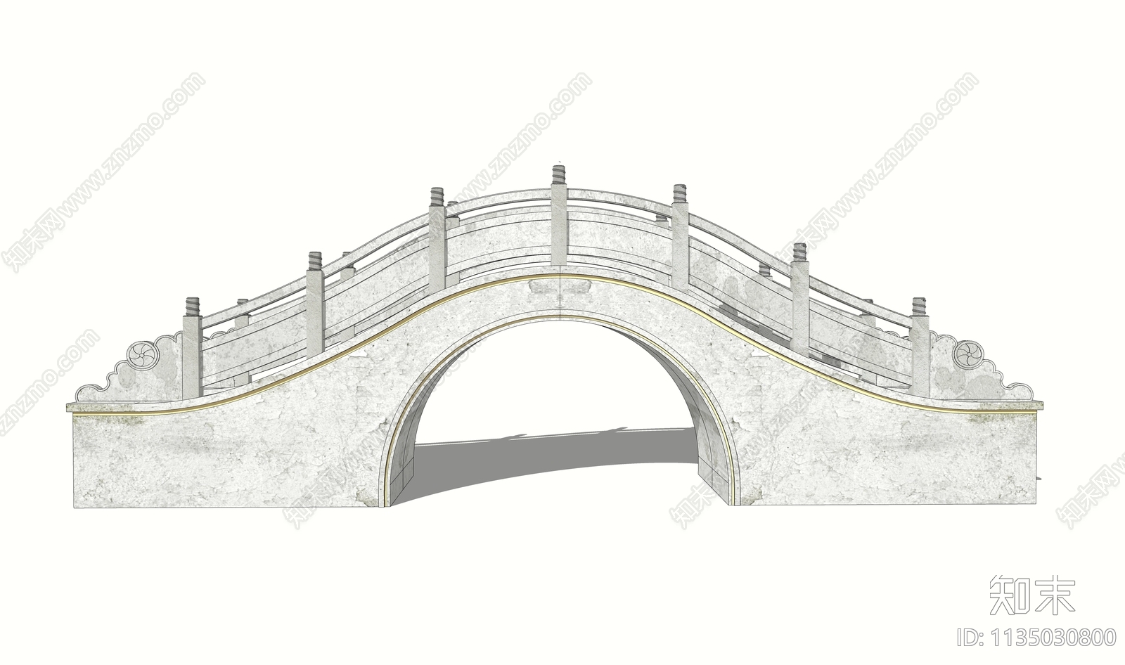 中式石拱桥SU模型下载【ID:1135030800】