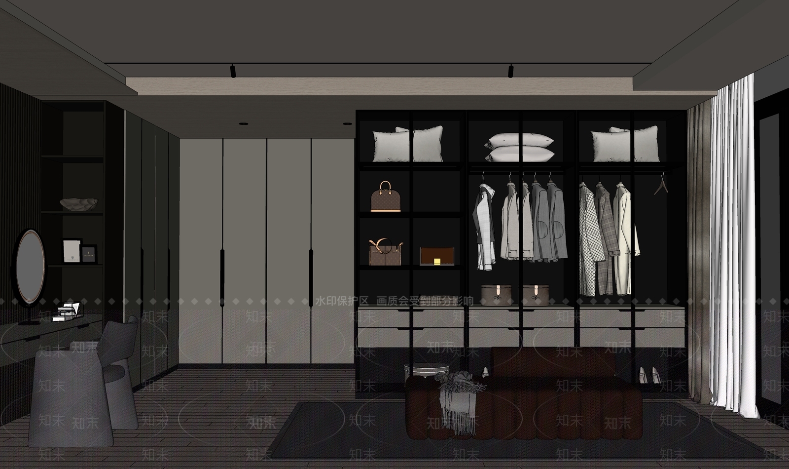 现代衣帽间SU模型下载【ID:1135031533】