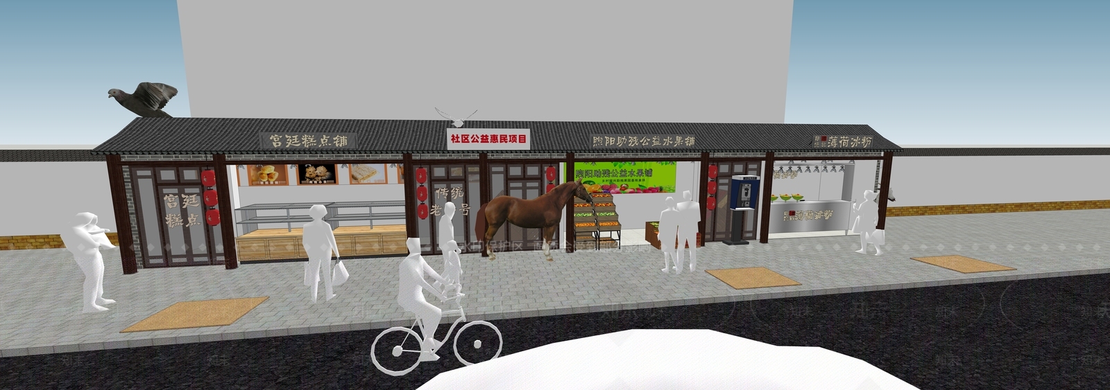 新中式摊位SU模型下载【ID:1135033526】