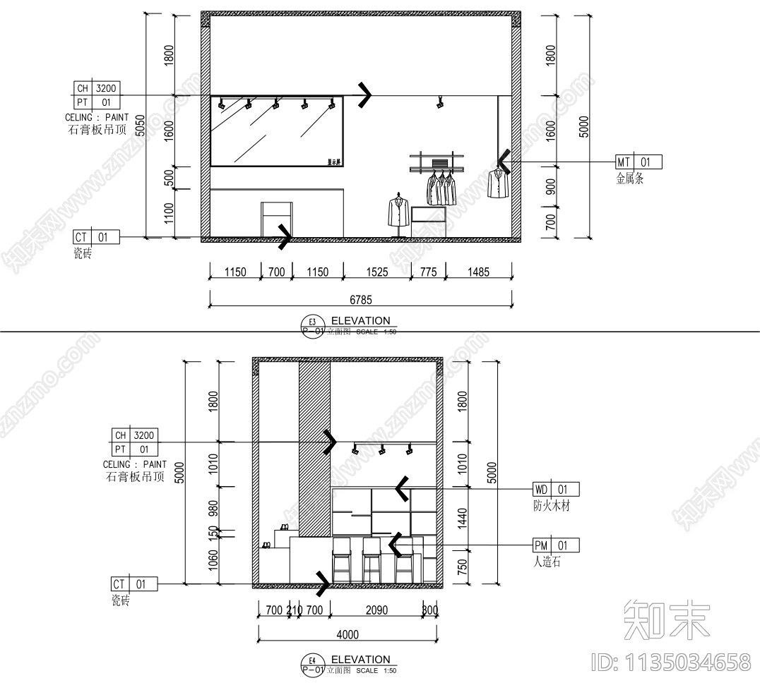 服装店效果图cad施工图下载【ID:1135034658】