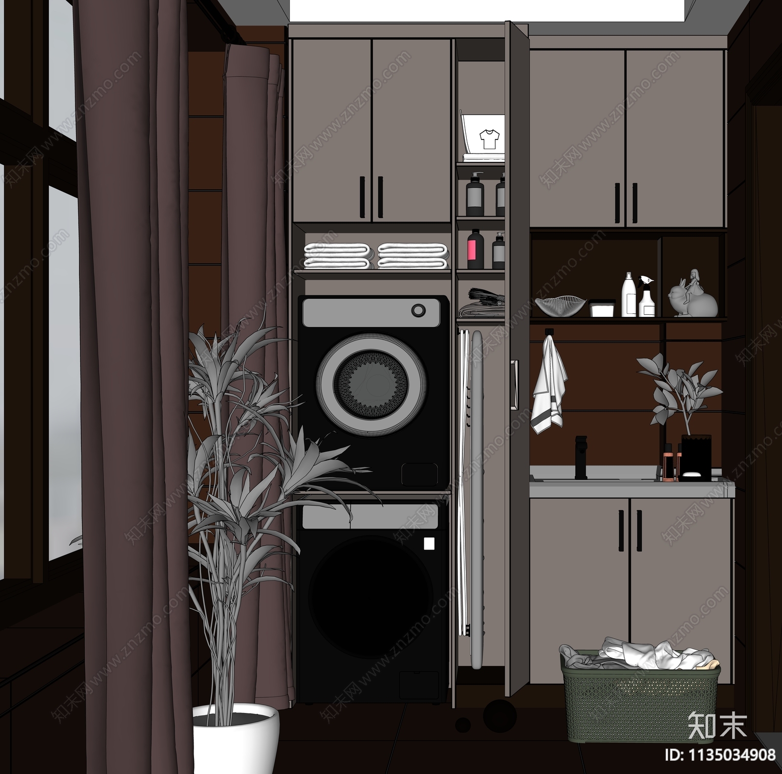 现代家居阳台SU模型下载【ID:1135034908】