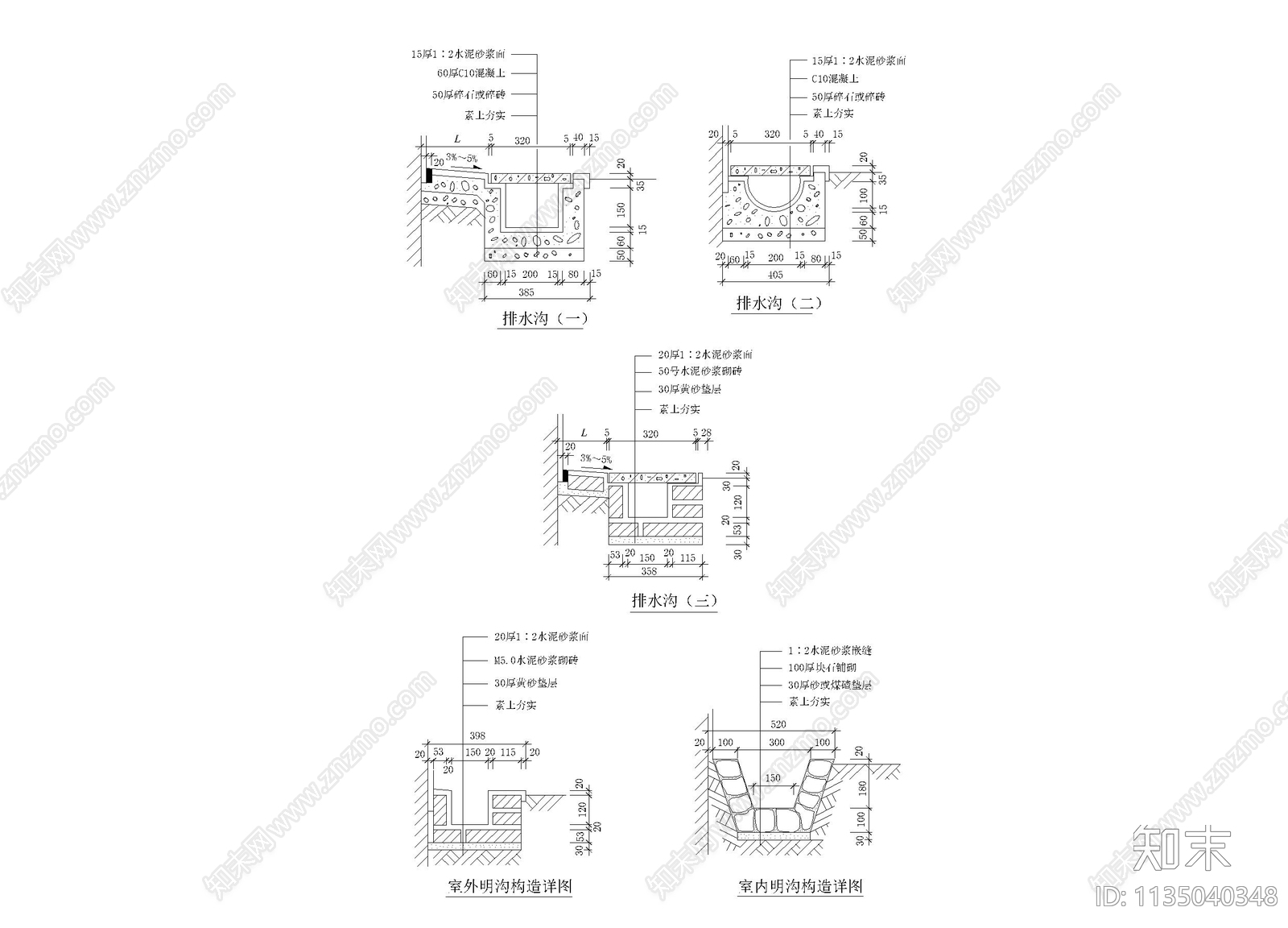 室内外明沟及排水沟构造详图施工图下载【ID:1135040348】