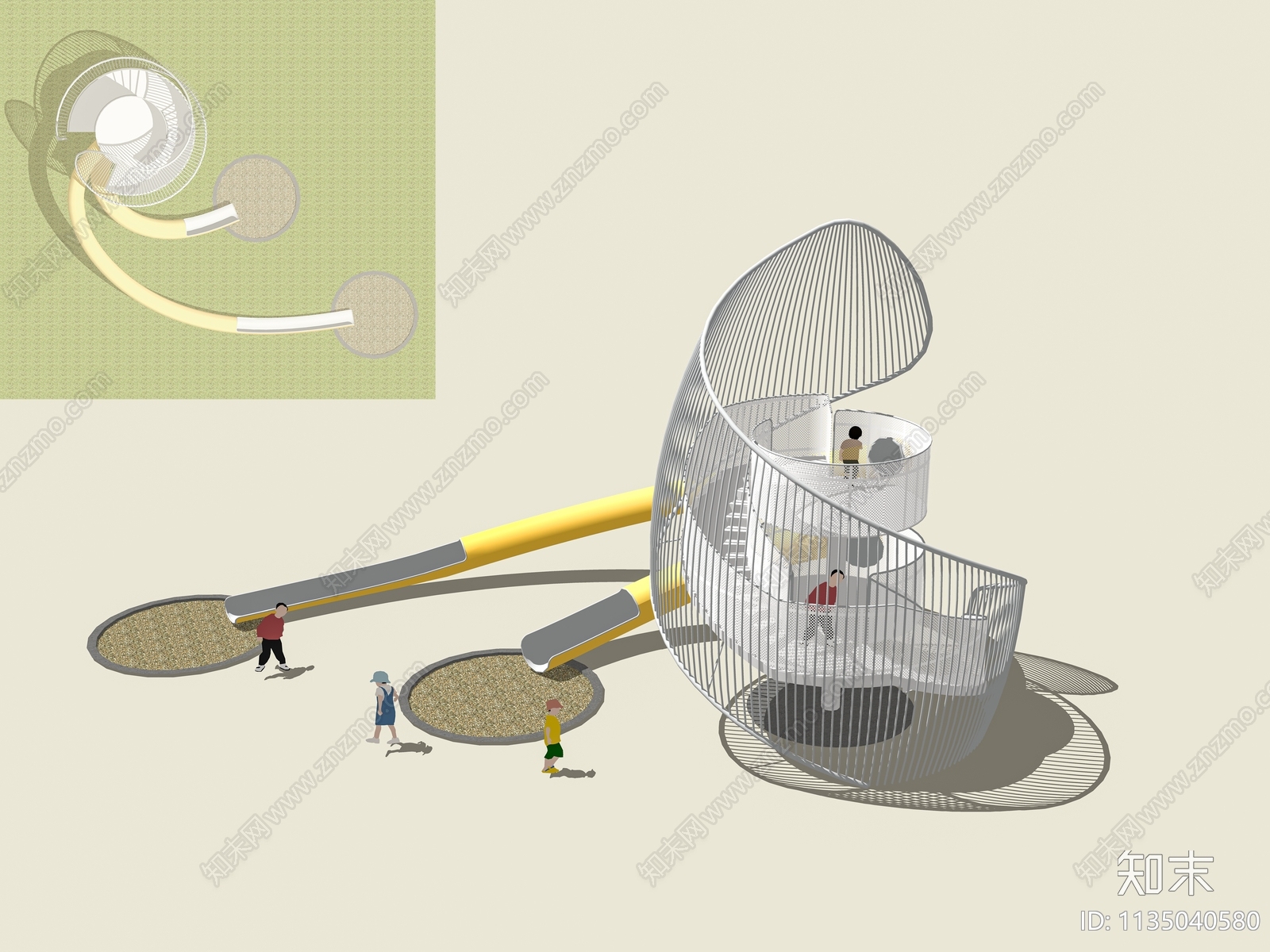 海螺主题儿童滑梯SU模型下载【ID:1135040580】