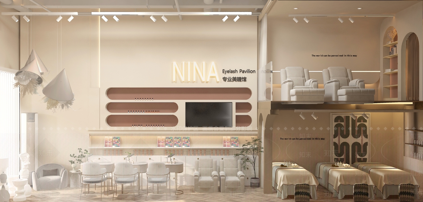 侘寂奶油风美甲店3D模型下载【ID:1135042417】