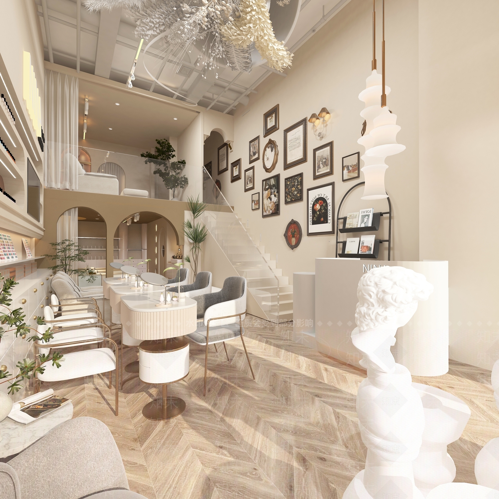 侘寂奶油风美甲店3D模型下载【ID:1135042417】