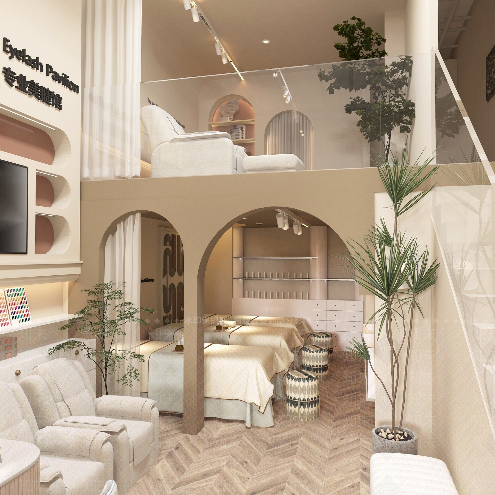 侘寂奶油风美甲店3D模型下载【ID:1135042417】