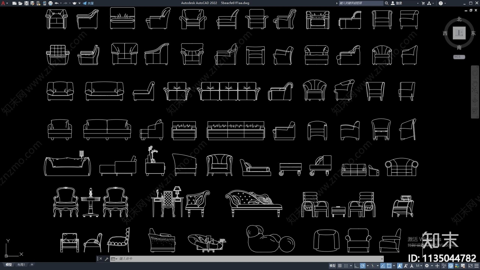 单人沙发立面施工图下载【ID:1135044782】