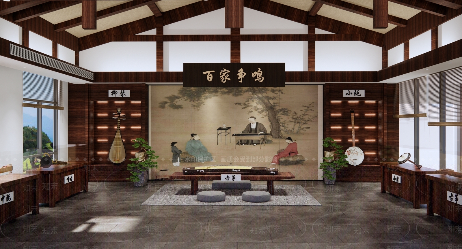 中式博物馆内部SU模型下载【ID:1135045478】
