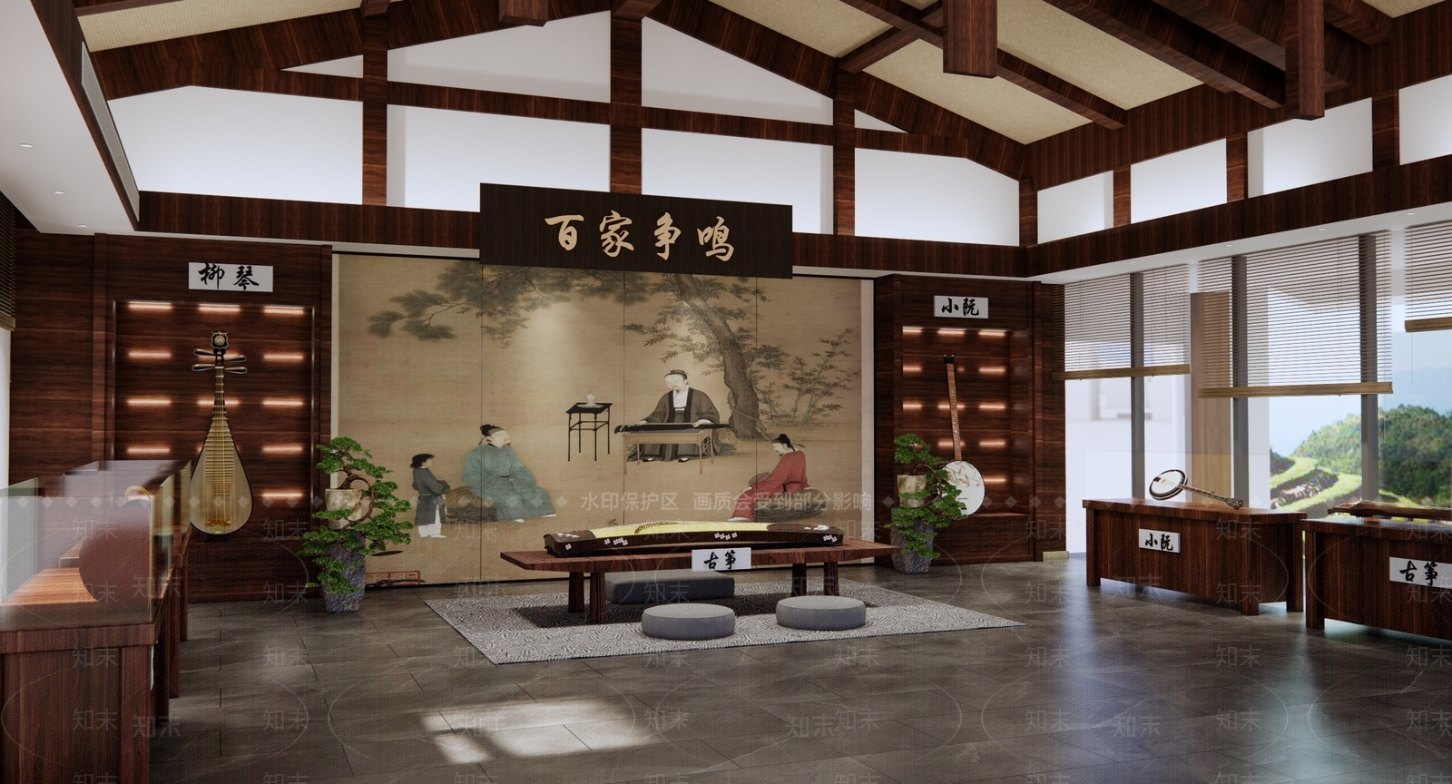 中式博物馆内部SU模型下载【ID:1135045478】