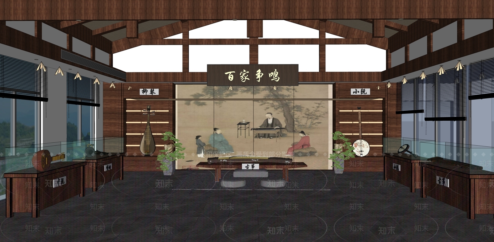 中式博物馆内部SU模型下载【ID:1135045478】