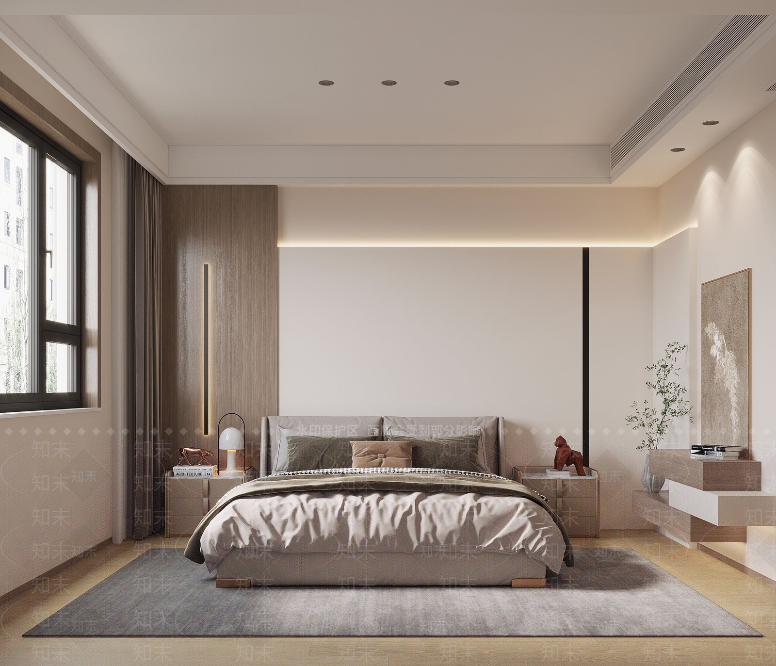 现代原木风家居卧室3D模型下载【ID:1135045929】_知末3d模型网