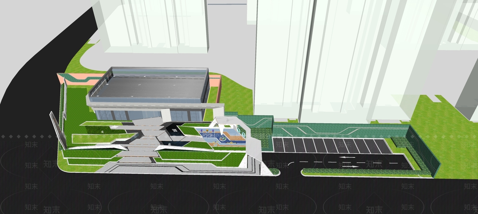 现代售楼处建筑SU模型下载【ID:1135048063】