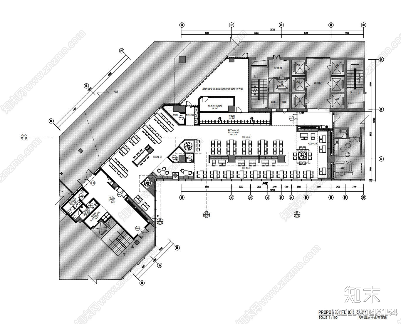 临沂奥正诚园员工餐厅效果图施工图下载【ID:1135048154】