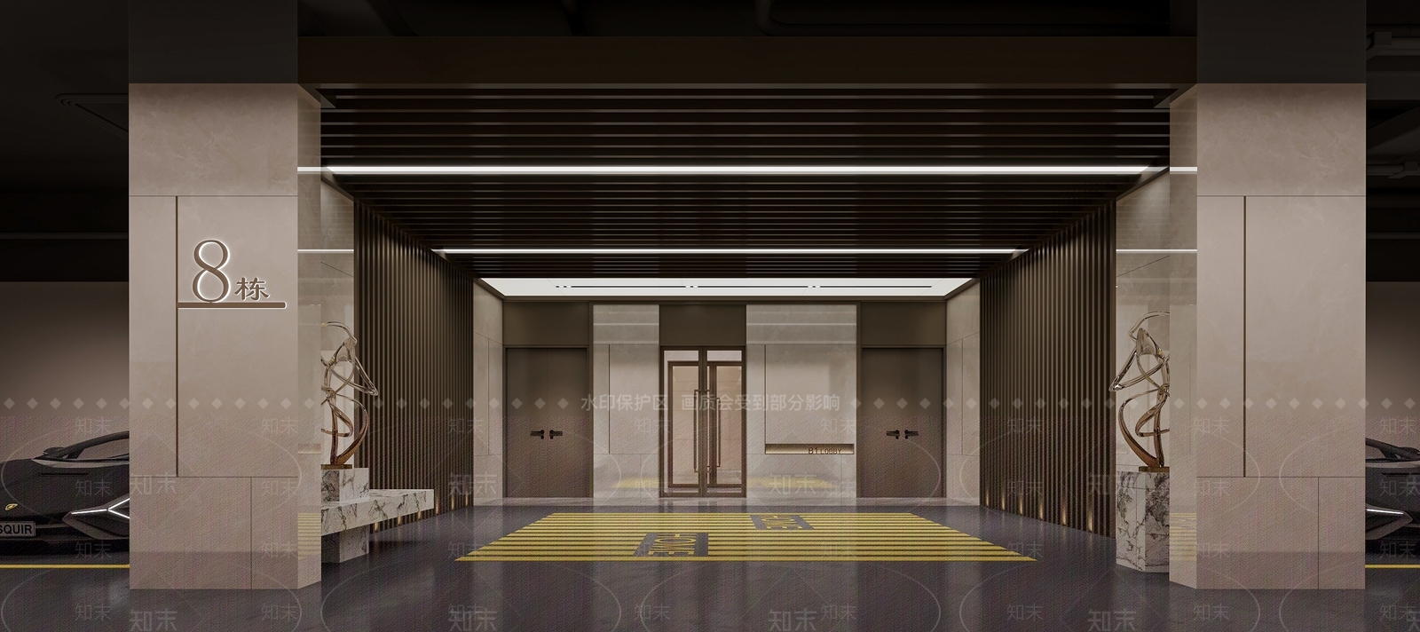 现代地下室车库入口3D模型下载【ID:1135051073】